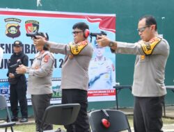 Wakapolda dan PJU Polda Sumsel Fokus Bidik Sasaran,Saat Latihan Menembak