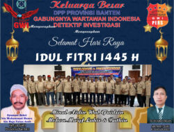 Jajaran pengurus Gabungnya Wartawan Indonesia dn anggota DPD Provinsi Banten , Mengucapkan Selamat Hari Raya Idul Fitri 1 Syawal 1445 Hijriyah /2024