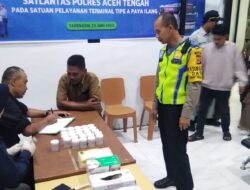 Satlantas Polres Aceh Tengah Dan Stakeholder Terkait Lakukan Cek Urin Supir Bus Angkutan Umum