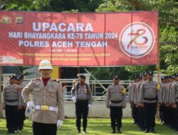 Kapolres Aceh Tengah Jadi Irup Upacara Hut Bhayangkara Ke-78 Di Lapangan Setdakab Setempat