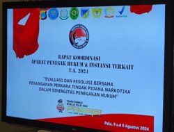 Sinergi Pemberantasan Narkoba, Ditresnarkoba Polda Sulteng Gelar Rakor APH dan Instansi Terkait
