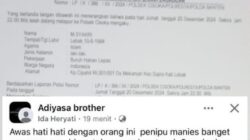 Beredar Tuduhan Penipuan Melalui FB Adiyasa Brother, Korban, GK Laporkan Akun FB IH Ke Polisi.