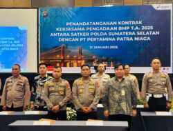 Dukung Operasional, Kepala Biro Logisitik Polda Sumsel dan PT Pertamina Patra Niaga Tandatangani Kontrak Kerjasama Pengadaan BMP