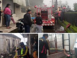 Anggota Polsek Kintamani Terjun kelokasi Kebakaran rumah permanen di Desa Sukawana Kintamani Bangli.