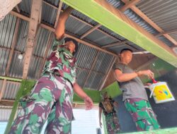 Satgas TMMD Ke-123 Kini Mulai Memasuki Tahap Pemasangan Dinding Dalam Pembangunan RLTH.