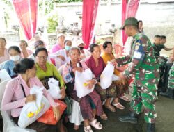 TMMD ke-123 Kodim Tabanan Juga Menyasar Kepada Masyarakat Kurang Mampu Dengan Memberikan Bantuan Paket Sembako