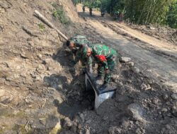 Pasi Ter Kodim 0111/Bireuen Tinjau Titik Lokasi Box Culvert yang Telah Terpasang.
