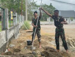 Satgas TMMD Ke-123 Pasang Mesin Pompa Air untuk Fasilitas Wudhu di Gampong Meunasah Baroh.