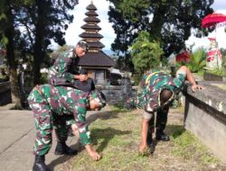 Personel Umat Hindu Kodim Tabanan Turut Serta Dalam Kegiatan Ngayah di Pura Besakih, Sebagai Wujud Bakti Kepada Tuhan Yang Maha Kuasa
