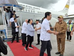 Bupati Taput Sambut Kedatangan Ketua Dewan Ekonomi Nasional Luhut Binsar Pandjaitan di Bandara Silangit.