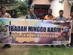 Wujudkan Sitkamtibmas Kondusif, Polsek Kerumutan Laksanakan Minggu Kasih di Gereja HKBP