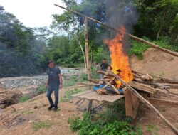Polres Aceh Tengah Tertibkan Tambang Emas Ilegal di Aliran Sungai Kala Ise-Ise Kecamatan Linge