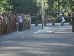 Wali kota yang baru menggelar apel perdana di pemko Langsa .