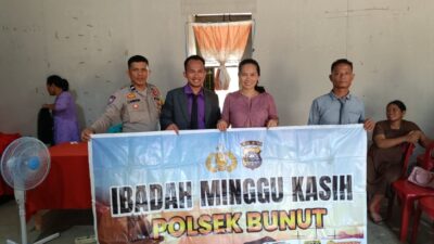 Lewat Minggu Harmoni, Polsek Bunut Ajak Jemaat GPDI Desa Merbau Jaga Kamtibmas