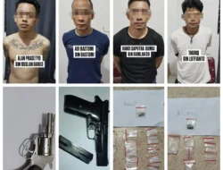 Polda Sumsel Tangkap Empat Pelaku Penguasaan Senpi Ilegal dan Narkoba di Palembang