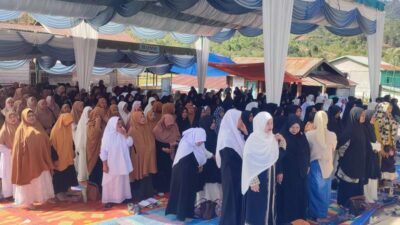 Semangat Ukhuwah, Pengajian Puspita Kecamatan Pegasing Digelar di Masjid yang Masih Dibangun.