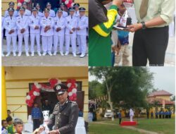 Camat Peusangan Selatan,Saifuddin.SKM.M.Kes,membacakan teks pidato pada Peringatan HUT.RI Ke-80