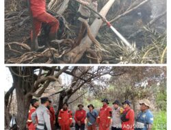 Polsek Pangkalan Kuras Lakukan Pendinginan Lahan Terbakar Tak Terdeteksi di Aplikasi DLK