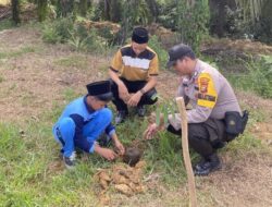 Polri Hijaukan Lingkungan Sekolah di Pangkalan Lesung Pelalawan, Tanam Pohon Produktif