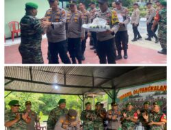 HUT TNI ke-80, Polsek Pangkalan Kuras dan Koramil Tunjukkan Soliditas TNI-Polri