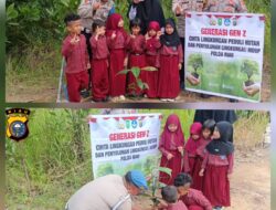 Tanamkan Cinta Lingkungan Sejak Dini, Polsek Bunut Tanam Pohon Manggis di TK