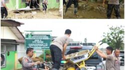 Polres Langsa Bersihkan Sekolah Pascabanjir di Aceh Tamiang
