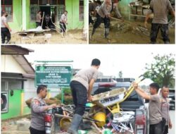 Polres Langsa Bersihkan Sekolah Pascabanjir di Aceh Tamiang