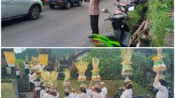 Bhabinkamtibmas Desa Talibeng Berikan Pengamanan saat Masyarakat Melaksanakan Upacara Dewa Yadnya 