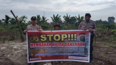 Cegah Karhutla, Polsek Pangkalan Kerinci Edukasi Warga Larangan Bakar Lahan