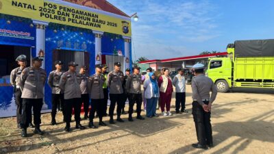 Jelang Nataru, Pos Pam Nilam Sari Ukui Gelar Apel Pagi dan Atur Lalu Lintas