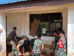 Danki Medis Yonif TP 856/SBS Markas di Beutoeng Bersihkan Longsor Aceh Tengah