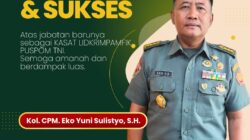 Persaudaraan Mimikri Ucapkan Selamat, Kol. CPM Eko Yuni Sulistyo Resmi Jabat Kasat Lidkrimpamfik Puspom TNI
