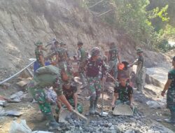 Pembangunan Jembatan Gantung Burni Bius Capai 39 Persen, Babinsa Lakukan Monitoring