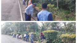 Gotong Royong Sambut Ramadan, Aparatur Desa dan Warga Fajar Harapan Bersihkan Masjid hingga Areal Desa