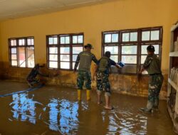 Satgas Gulbencal Bersihkan SMPN 26 Takengon Pasca Banjir Bandang di Reje Payung