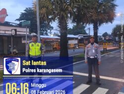 Sat Lantas Polres Karangasem Amankan Jalur Car Free Day di Jalan Veteran