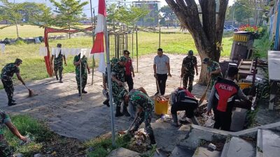 Pelestarian Lingkungan dan Pemulihan Pascabencana, TNI–Polri Bersama Masyarakat Gelar Apel Pembersihan Masjid Ruhamah Dan Lapangan Musara Alun