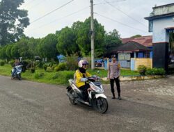 Polres Ogan Ilir melalui Polsek Rantau Alai Laksanakan Strong Point dan Pengaturan Lalu Lintas serta jaga keamanan situasi Pagi Hari