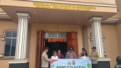 Minggu Kasih di Pangkalan Kerinci, Polisi Ajak Jemaat Jaga Kamtibmas dan Tangkal Hoaks