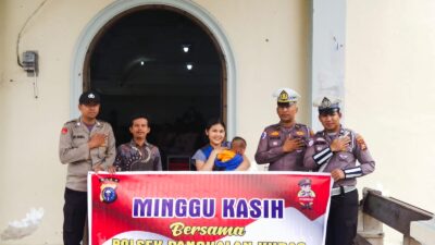 Minggu Kasih di Sorek Satu, Polsek Pangkalan Kuras Sampaikan Pesan Kamtibmas dan Cegah Karhutla