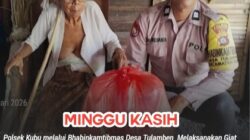 Bhabinkamtibmas Polsek Kubu Melaksanakan Giat Minggu Kasih,  Salurkan Bantuan Kepada Warga Lansia Kurang Mampu
