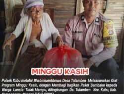 Bhabinkamtibmas Polsek Kubu Melaksanakan Giat Minggu Kasih,  Salurkan Bantuan Kepada Warga Lansia Kurang Mampu