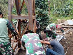Progres Pembangunan Jembatan Gantung Burni Bius Capai 50,6 Persen, TNI dan Warga Gotong Royong