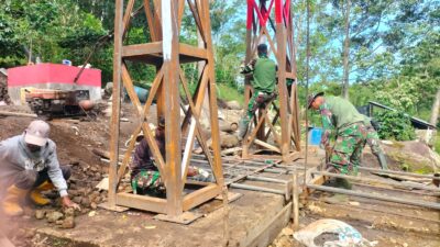 Progres Pembangunan Jembatan Gantung Desa Burni Bius Capai 51,8 Persen