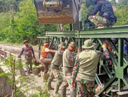 Satgas TNI Capai Progres 20 Persen Pembangunan Jembatan Bailey di Lukup Sabun Barat