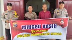 Polsek Pangkalan Kuras Gelar Minggu Kasih, Sampaikan Pesan Kamtibmas dan Pencegahan Karhutla