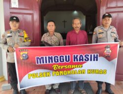 Polsek Pangkalan Kuras Gelar Minggu Kasih, Sampaikan Pesan Kamtibmas dan Pencegahan Karhutla