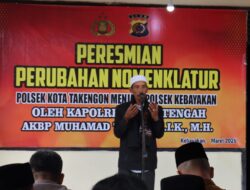 Kapolres Aceh Tengah Resmikan Perubahan Nomenklatur Polsek Kota Takengon Menjadi Polsek Kebayakan