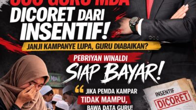 Direktur Utama PT Gren Palma Riau Jaya dan Ketua Elang 3 Hambalang Riau Pebriyan Winaldi ” Janji Akan Mensejahterakan Guru MDTA di Kabupaten Kampar “