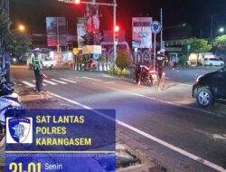 Ciptakan Rasa Aman dan Nyaman kepada Masyarakat Saat Malam Hari, Satuan  Lalulintas Polres Karangasem Intensifkan Giat Blue Light Patrol di KTL 1